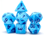 Poseidon's Pain 7-Dice Set Blended Blue w/Blue Numbers Dnd Dice Set - 