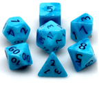 Poseidon's Pain 7-Dice Set Blended Blue w/Blue Numbers Dnd Dice Set - 