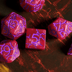 Crimson Twilight Veil Crackle Nexus: 7-Dice RPG Set - 