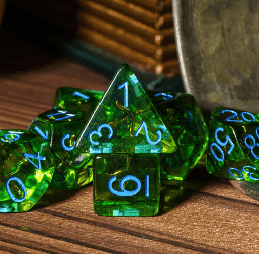 Mystic Archer's Enchantment | Green 7-Dice DND Hunter Dice Set - 