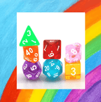 Mixed Rainbow 7-Dice Set w/White Numbers Dnd Dice Set - 