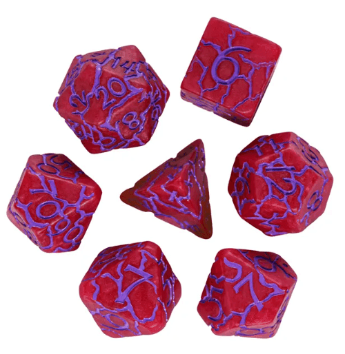 Crimson Twilight Veil Crackle Nexus: 7-Dice RPG Set - 