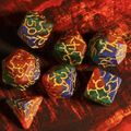 Mystic Aurora Crackle Nexus: 7-Dice RPG Set Translucent with Gold Crackle Effect - 