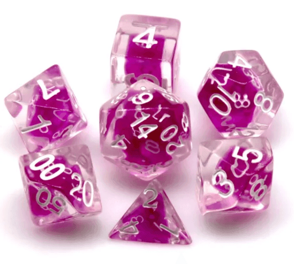 Dice-in-Dice 7-Dice Set w/White-on-White Numbers Dnd Dice Set - 