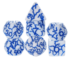 Frost Shard Crackle Nexus: 7-Dice RPG Set White with Blue Crackle Effect - 