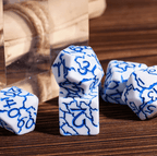 Frost Shard Crackle Nexus: 7-Dice RPG Set White with Blue Crackle Effect - 