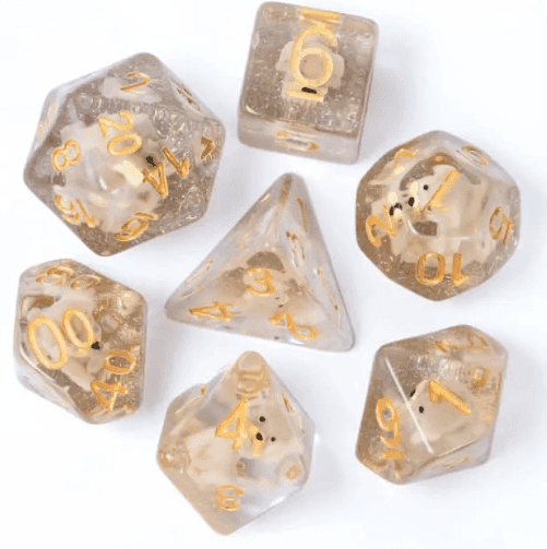 Puppy Dog 7-Dice Set w/Gold Numbers Dnd Dice Set Dog Dice - 