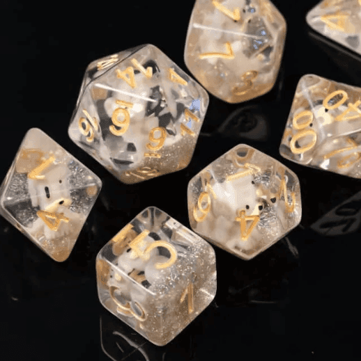Puppy Dog 7-Dice Set w/Gold Numbers Dnd Dice Set Dog Dice - 