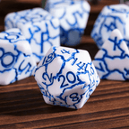 Frost Shard Crackle Nexus: 7-Dice RPG Set White with Blue Crackle Effect - 