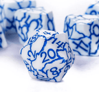 Frost Shard Crackle Nexus: 7-Dice RPG Set White with Blue Crackle Effect - 