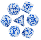Frost Shard Crackle Nexus: 7-Dice RPG Set White with Blue Crackle Effect - 
