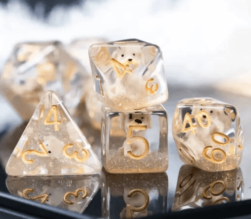 Puppy Dog 7-Dice Set w/Gold Numbers Dnd Dice Set Dog Dice - 