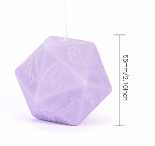 2x Dice Candle | 55mm Candle Dice with Carton Packaging (Purple/Green) - 