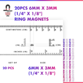 Engineering-Special - Diametrically Magnetized 20pcs 6mm x 3mm (Approximately 1/4" x 1/8") Ring Magnets