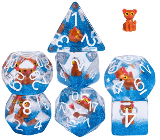 The Enchanted Kitty Cat Dice Set | 7-Dice DND Feline Themed Dice - 