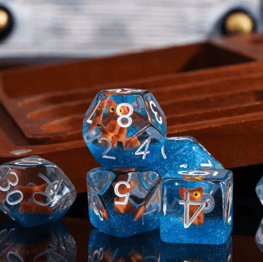 The Enchanted Kitty Cat Dice Set | 7-Dice DND Feline Themed Dice - 