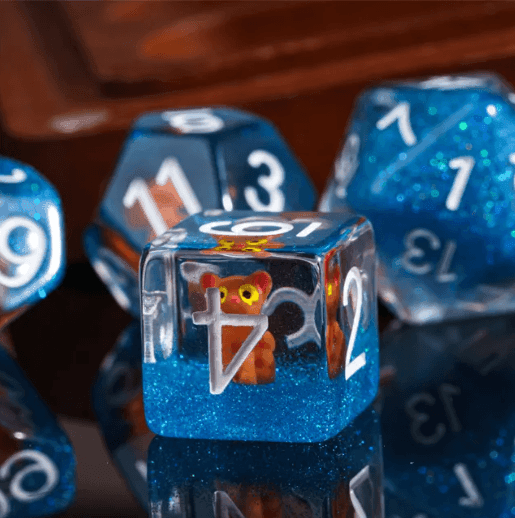 The Enchanted Kitty Cat Dice Set | 7-Dice DND Feline Themed Dice - 