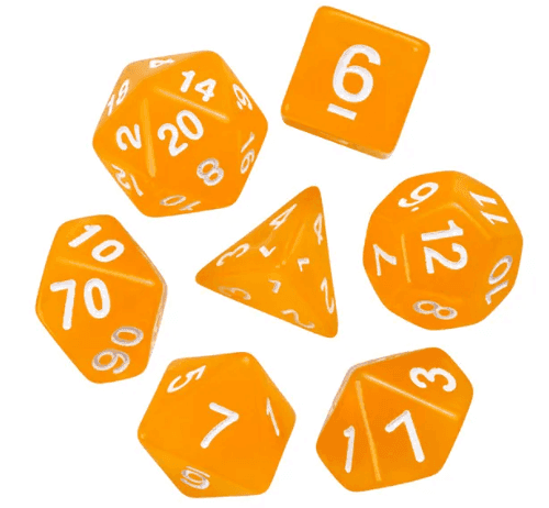 Sunburst Orange Semi-Opaque Acrylic 7-Dice Set - Perfect Starter Kit for RPG Enthusiasts - 