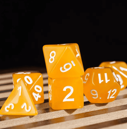 Sunburst Orange Semi-Opaque Acrylic 7-Dice Set - Perfect Starter Kit for RPG Enthusiasts - 