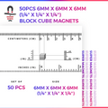 50pcs 6mm x 6mm x 6mm (Approximately 1/4" x 1/4" x 1/4") Block Cube Magnets