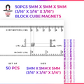 50pcs 5mm x 5mm x 5mm (Approximately 3/16" x 3/16" x 3/16") Block Cube Magnets