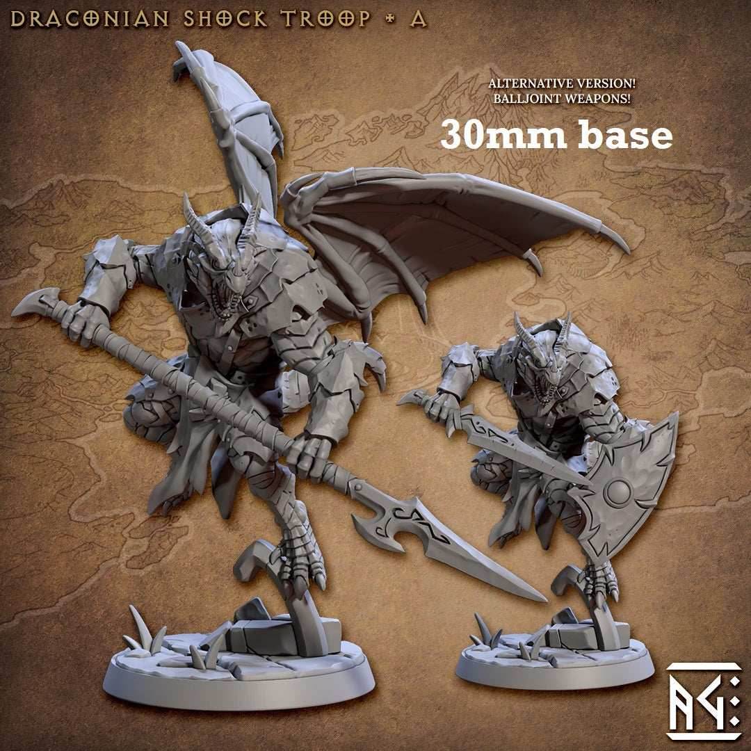 Draconian Shock Troop: Sculpt A (Male Dragonborn Soldier) - Winged / Spear