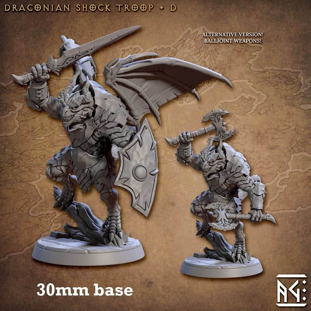 Draconian Shock Troop: Sculpt D (Male Dragonborn Soldier) - Winged / Shield / Sword