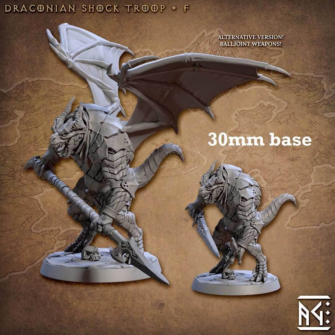 Draconian Shock Troop: Sculpt F (Male Dragonborn Soldier) - Winged / Spear