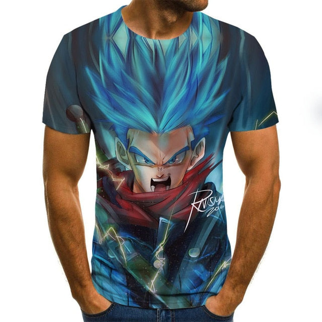 Dragon Ball Series Boys Clothing Anime Harajuku Tops Summer Fashion Men's T-shirt 3D O-Neck Shirt Large Size Streetwear