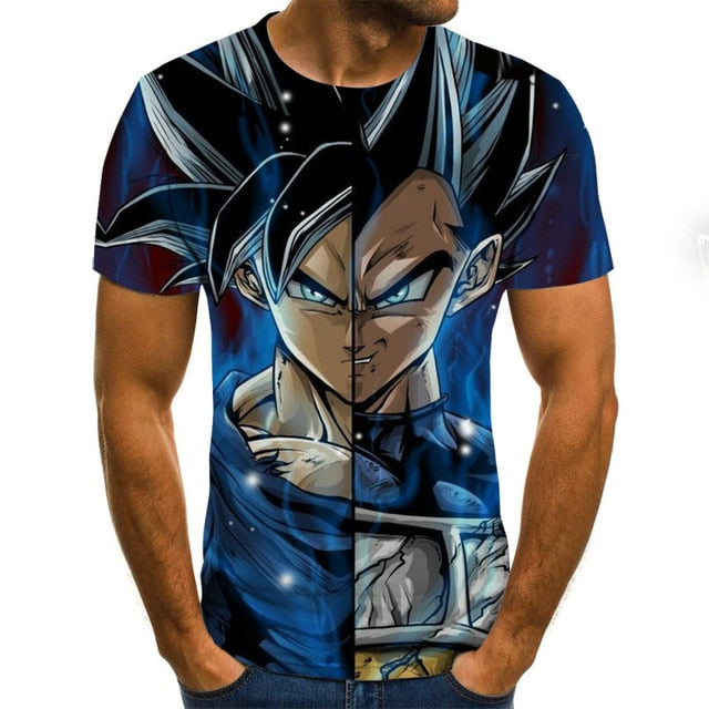 Dragon Ball Series Boys Clothing Anime Harajuku Tops Summer Fashion Men's T-shirt 3D O-Neck Shirt Large Size Streetwear