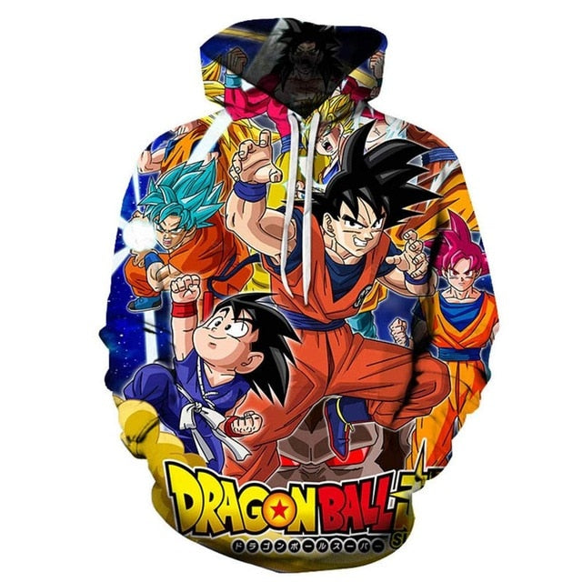 Dragon Ball Z Hoodies 3D Hooded Pullover Coats Sportswear Sweatshirt Dragonball Super Saiyan Son Goku Vegeta Outfit Outwear Tops