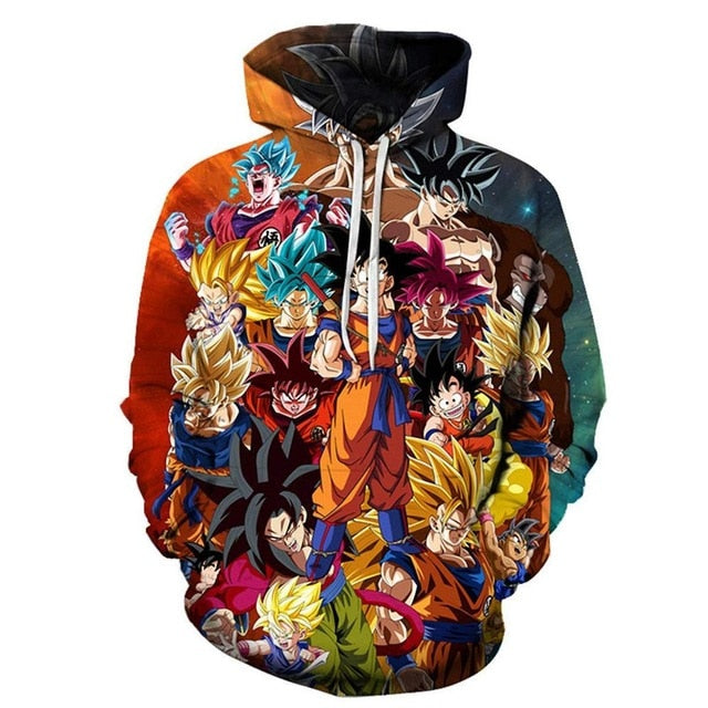 Dragon Ball Z Hoodies 3D Hooded Pullover Coats Sportswear Sweatshirt Dragonball Super Saiyan Son Goku Vegeta Outfit Outwear Tops