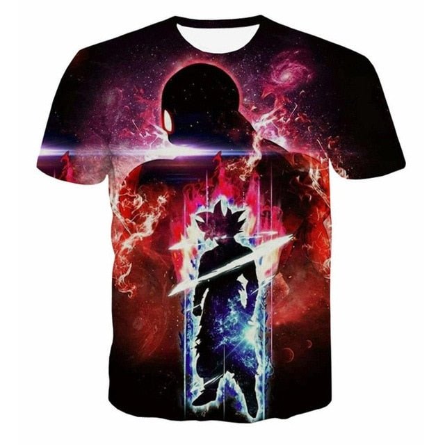 Dragon Ball Z Super Saiyan Goku Vegeta Printed Short Sleeve T-shirt Costume Summer Fashion Daily Casual Tee Shirts  Plus Size