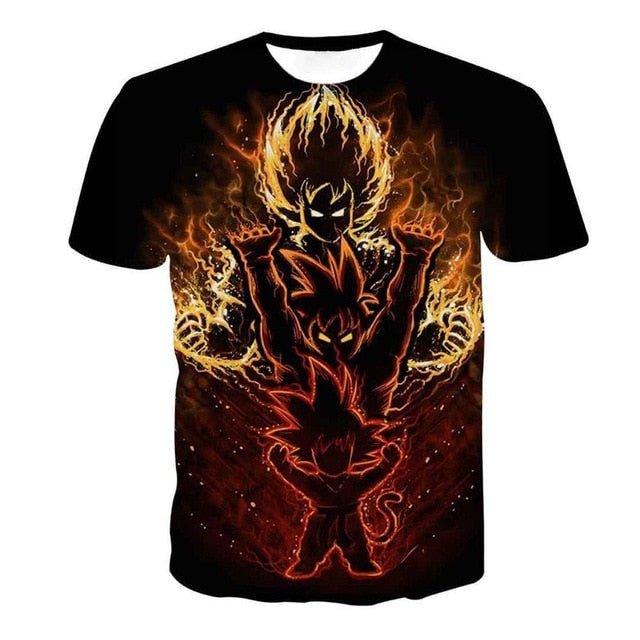 Dragon Ball Z Super Saiyan Goku Vegeta Printed Short Sleeve T-shirt Costume Summer Fashion Daily Casual Tee Shirts  Plus Size