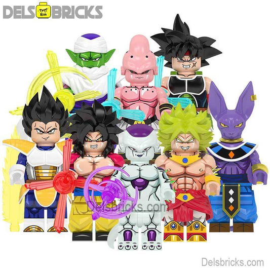 Dragon Ball Z Super set of 8 Lego Minifigures Custom Anime Toys - 