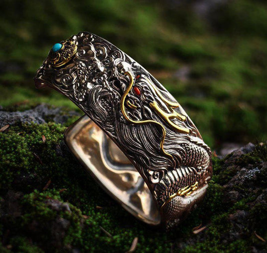Bracelet Viking en métal dragon