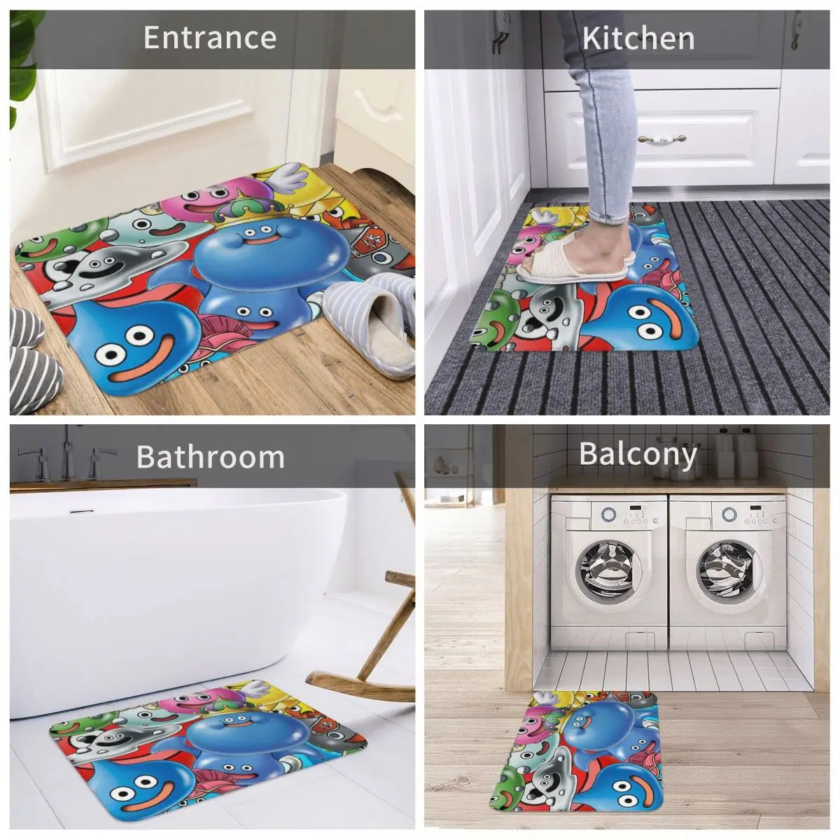 Dragon Quest Warrior Dragonlord Hero Slimes Game Bathroom Non-Slip Carpet Slimes Flannel Mat Welcome Doormat Home Decoration Rug