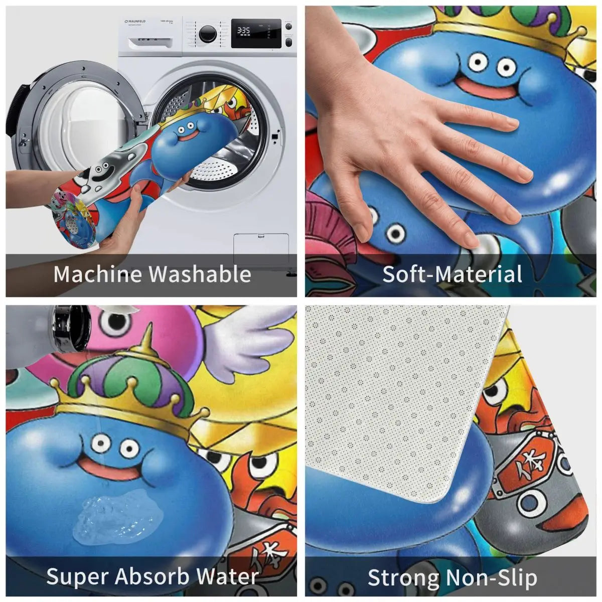 Dragon Quest Warrior Dragonlord Hero Slimes Game Bathroom Non-Slip Carpet Slimes Flannel Mat Welcome Doormat Home Decoration Rug