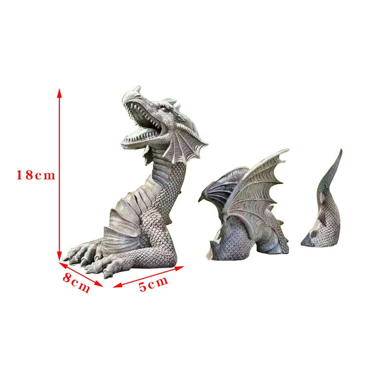 Dragon Sculptures Resin Giant Lawn Sculpture Gothic Fantasy Dragon Figures Art Garden Patio Lawn Statues Decoration