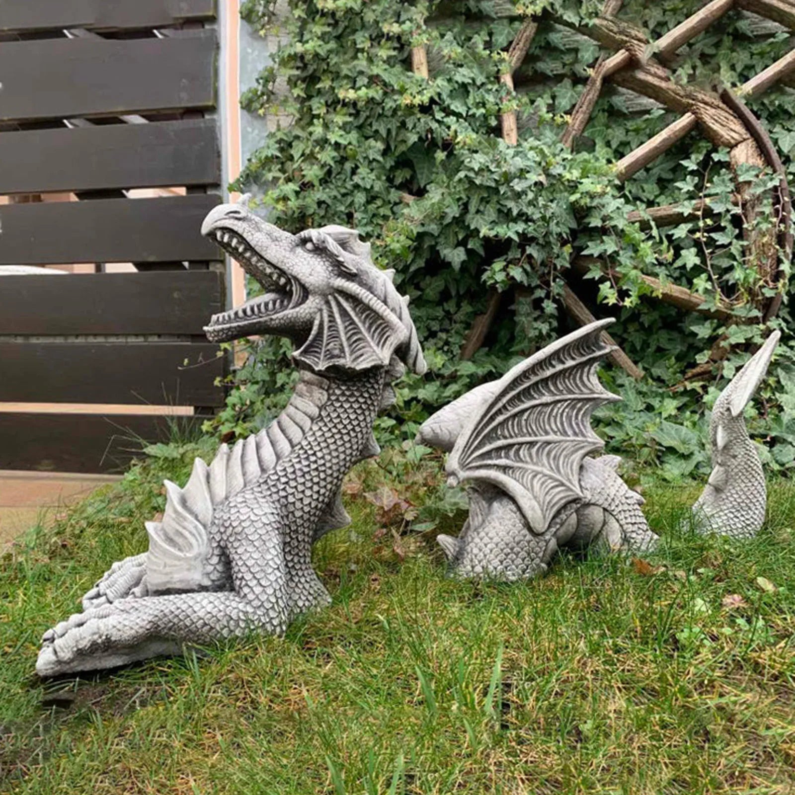 Dragon Sculptures Resin Giant Lawn Sculpture Gothic Fantasy Dragon Figures Art Garden Patio Lawn Statues Decoration