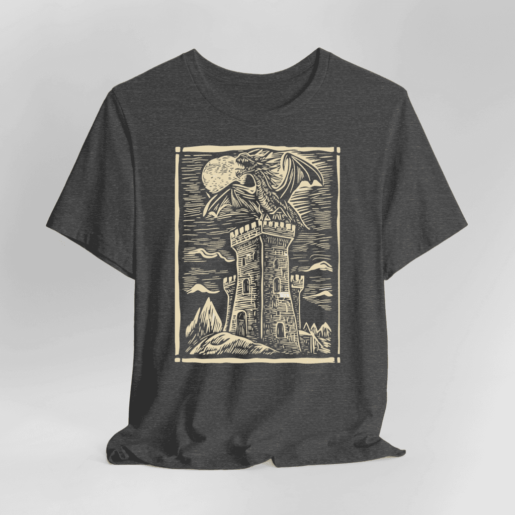 Dragon Shirt - Vintage Medieval Art - Dark Heather / S