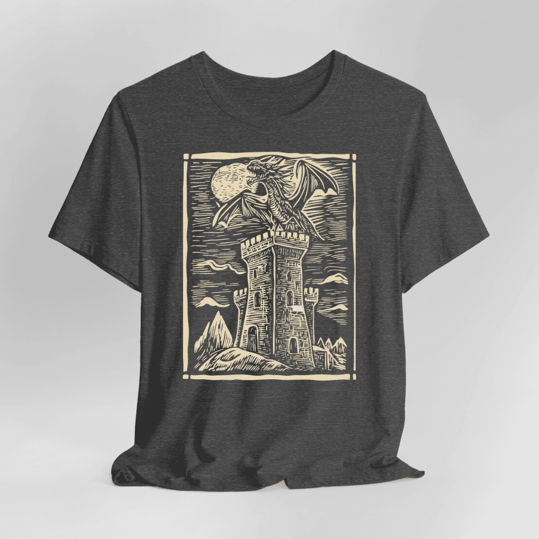 Dragon Shirt - Vintage Medieval Art - Dark Heather / S