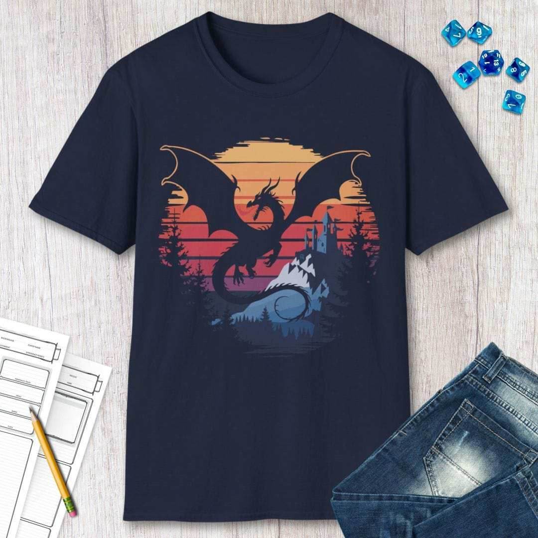 Dragon T-shirt - Fantasy Landscape - Dark Chocolate / S