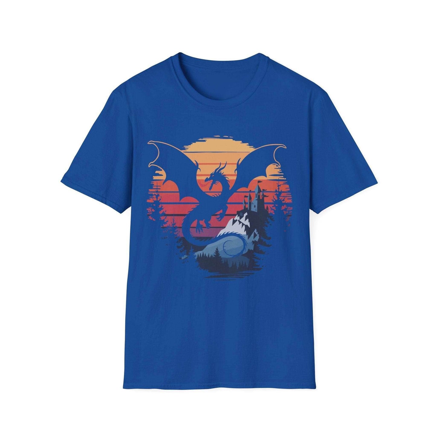 Dragon T-shirt - Fantasy Landscape - Royal / S