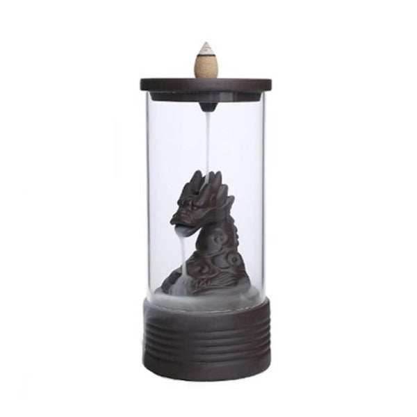Aries Dragon Backflow Glass Incense Burner - Brown