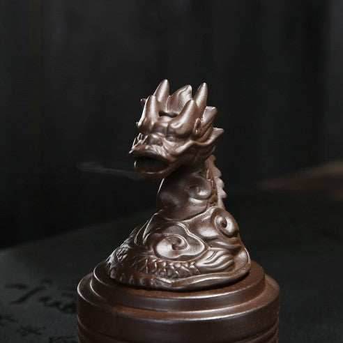 Aries Dragon Backflow Glass Incense Burner - Brown