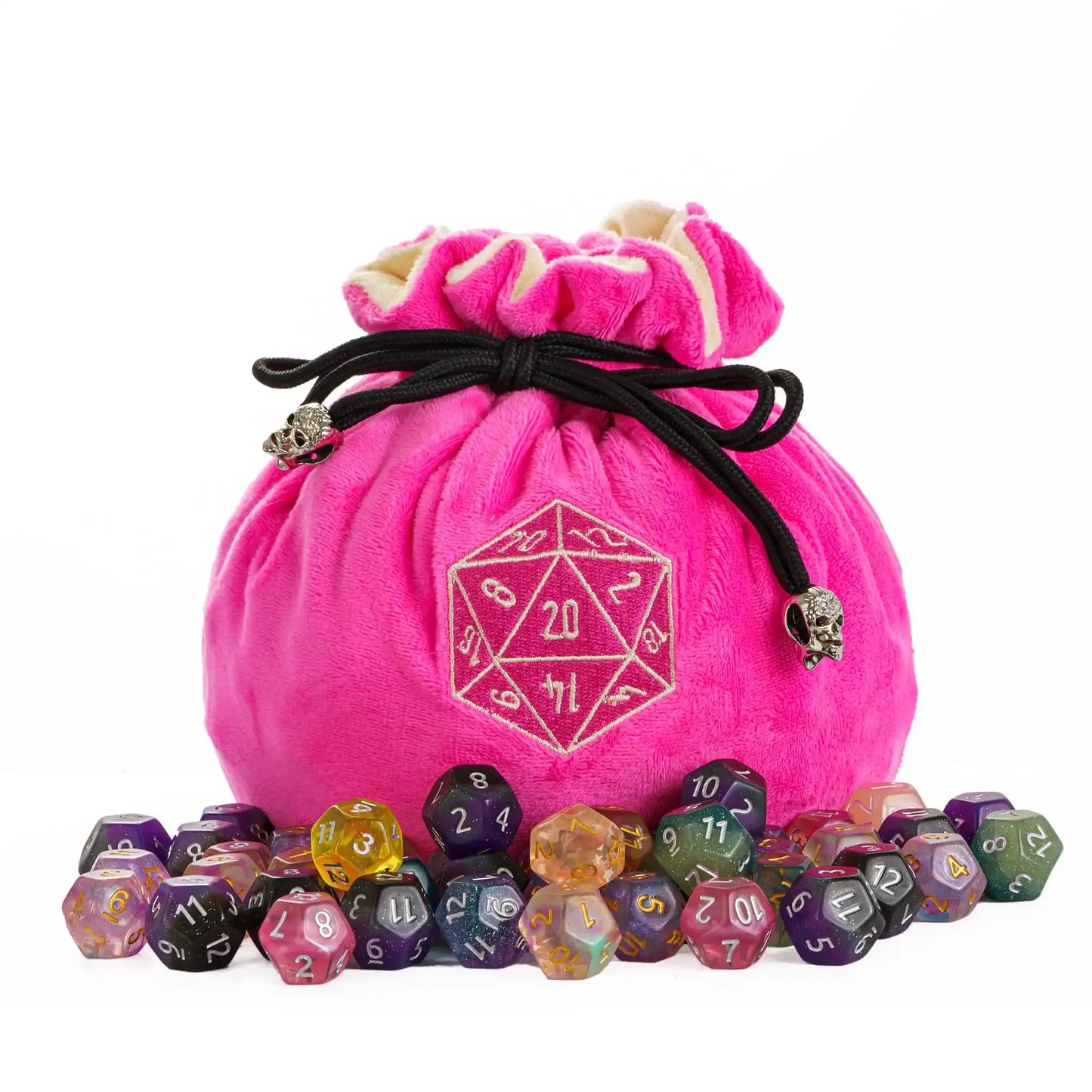 Drawstring Dice Bag Flannelette Double-Layer Storage Bag Round Bottom Big Pouch for Packing Gift RPG Dice Board Game