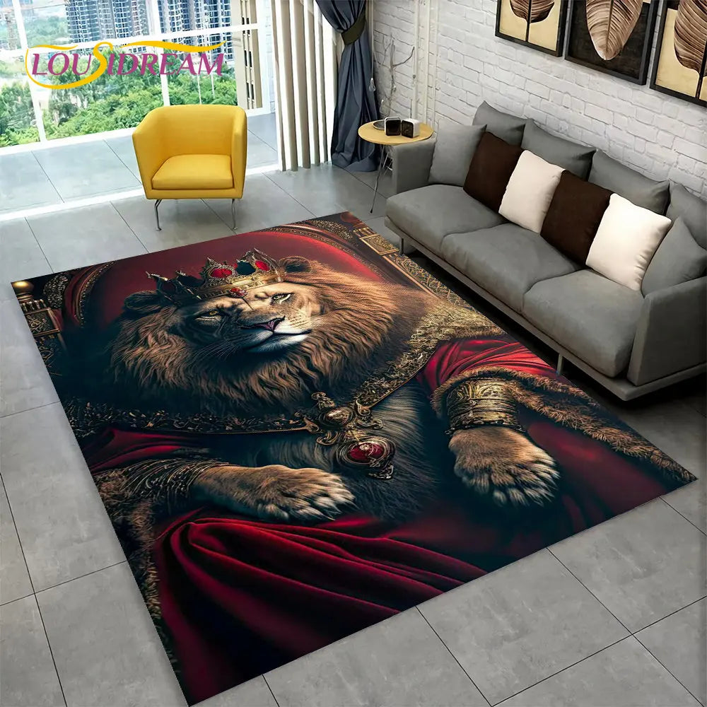 Dream Lion Animal 3D Area Rug Large,Carpet Rug for Living Room Bedroom Sofa Doormat Decoration,Kid Play Non-slip Floor Mat