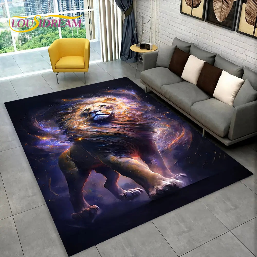 Dream Lion Animal 3D Area Rug Large,Carpet Rug for Living Room Bedroom Sofa Doormat Decoration,Kid Play Non-slip Floor Mat