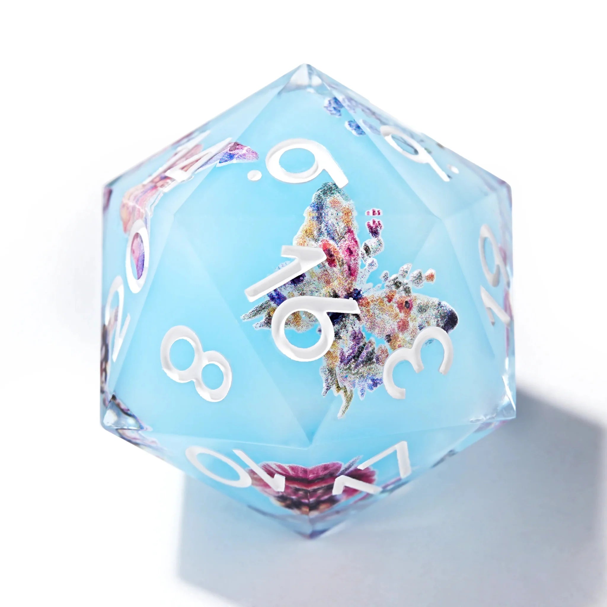 Dream Series-Light Blue Butterfly Resin DND Dice Set